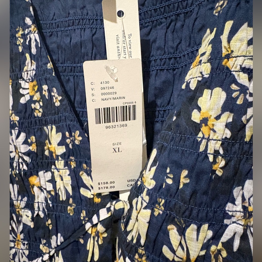 Anthropologie The Peregrine Midi Dress XL Navy Daisy NWT - Picture 4 of 5